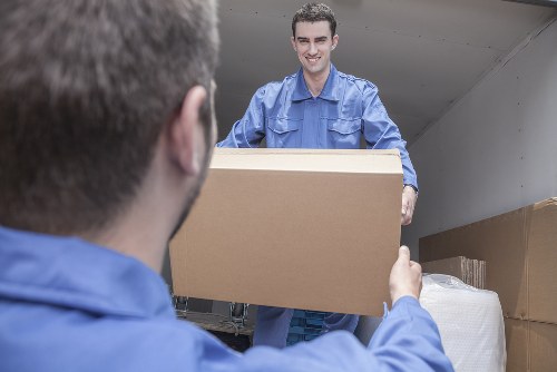 Student removal team loading boxes for a university move