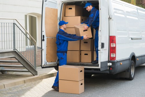 Recycling-separated cardboard and packing materials prepared for recovery