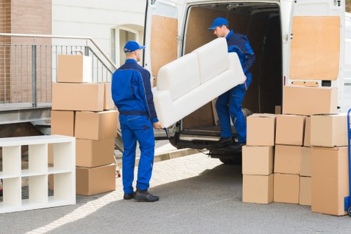 Removal team preparing items safely before a move